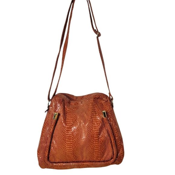Orange Snakeskin Crossbody Purse - Cute! - Picture 1 of 11
